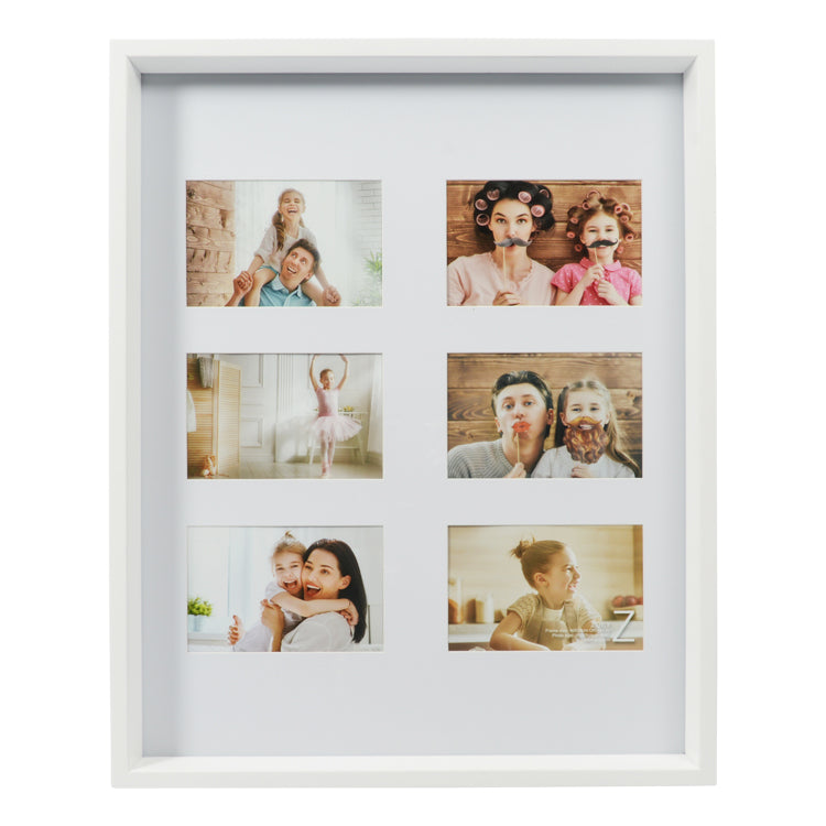 Zoey 16 x 20 white multi-photo frame with six 4 x 6 openings