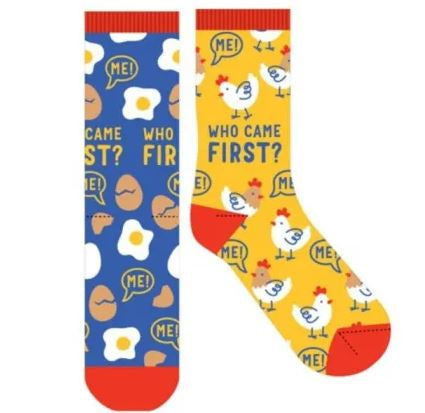 Odd Chicken and Egg Novelty Socks