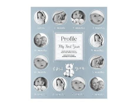 First Year Blue Metal Baby Frame