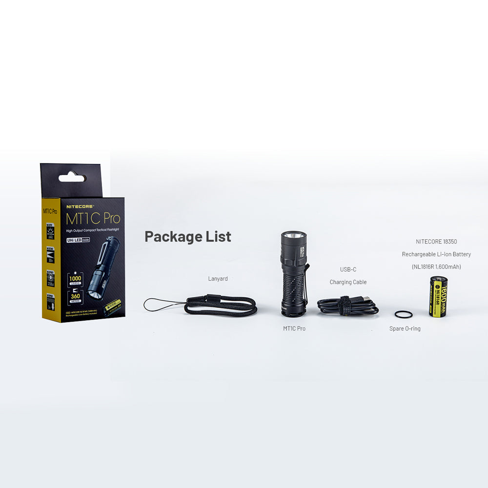 Nitecore Mt1 C Pro 1000 Lumen Ip68 Edc Torch 505 Yards Throw