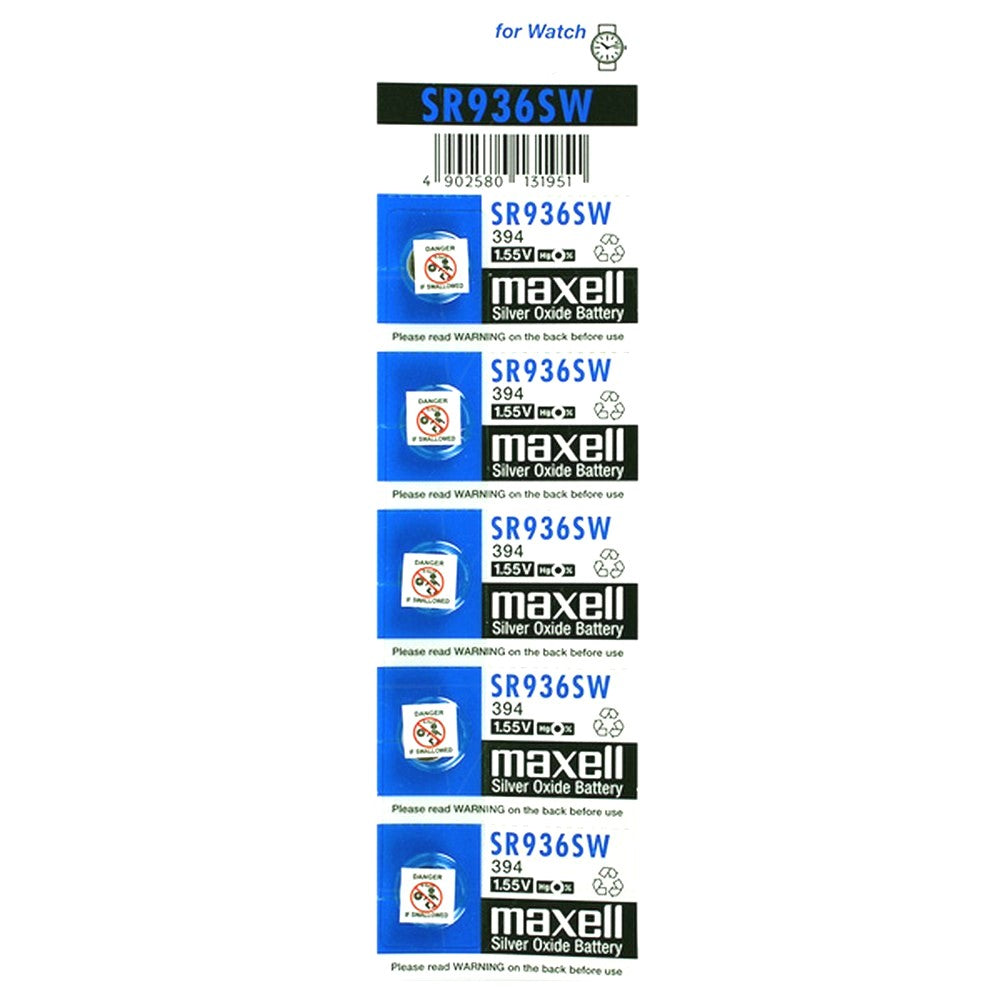 Maxell Silver Oxide Sr936 Sw Watch Battery Button Cell 5 Pack