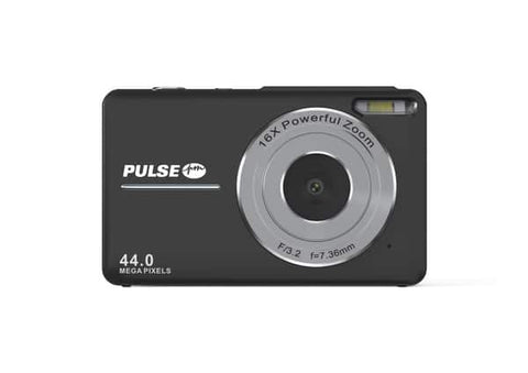 PULSE 16X Digital Zoom 44.0 MP Compact Camera – Black – Includes 32gb Memory Card
