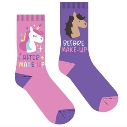 Odd Before and After Makeup Novelty Socks