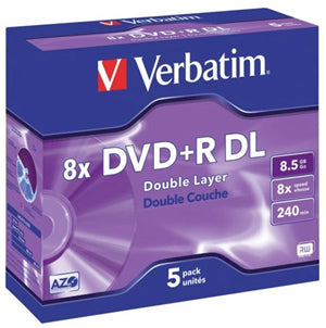 Verbatim DVD+R DL 8.5GB 10x 5 Pack with Jewel Cases