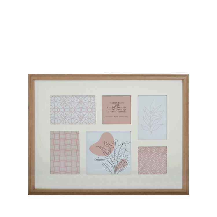 Tully natural multi-photo frame with six openings