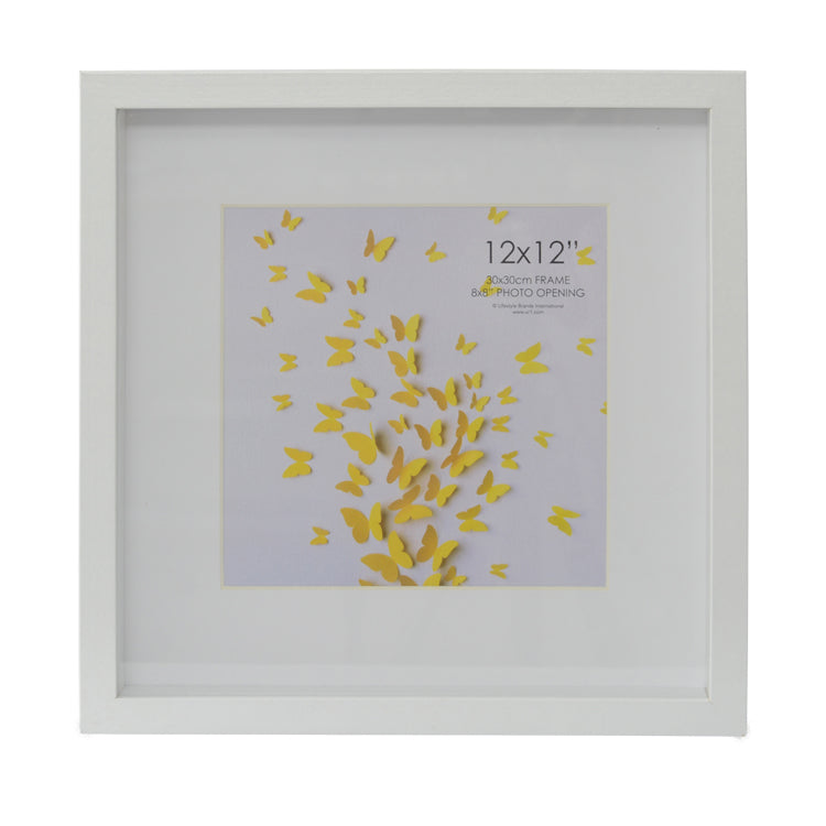Vienna 12 x 12 white shadow box frame with 8 x 8 opening