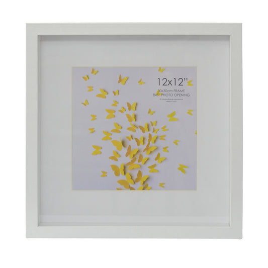 Vienna 12 x 12 white shadow box frame with 8 x 8 opening