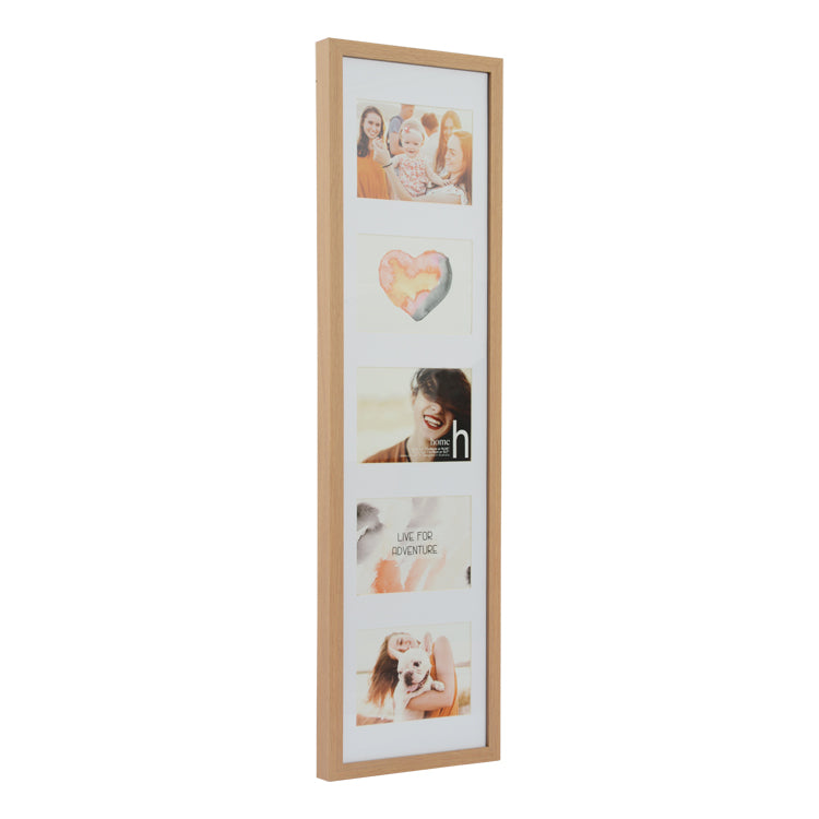 Home 34 x 9 oak multi-photo frame with five 5 x 7 openings