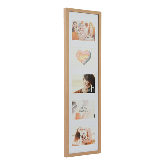 Home 34 x 9 oak multi-photo frame with five 5 x 7 openings