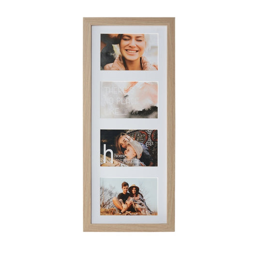 Home 8x20"  Oak Picture Frame with four 4x6 inch openings