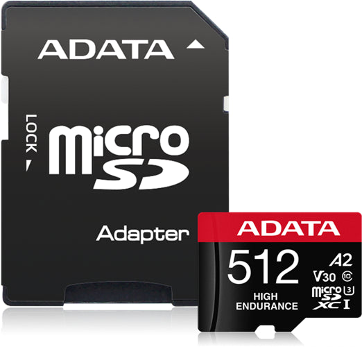 ADATA High Endurance microSDXC UHS-I U3 A2 V30 Card with Adapter 512GB