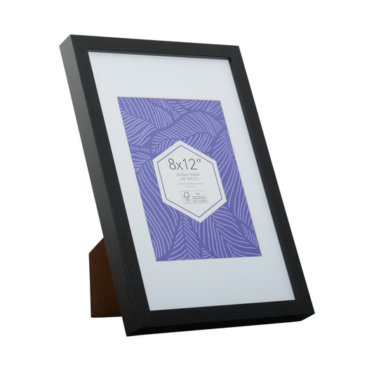 Promenade 8 x 12 inch black picture frame with 6 x 8 opening