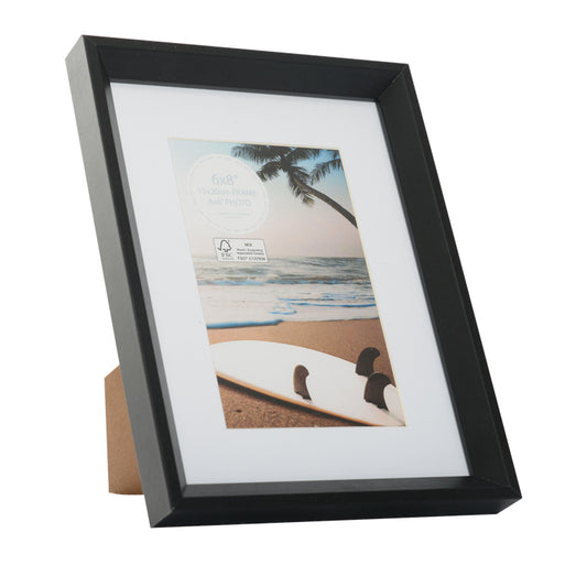 Adventure 6 x 8 inch black picture frame with 4 x 6 opening