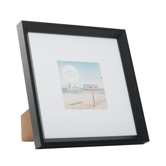 Adventure 8 x 8 inch black picture frame with 4 x 4 opening