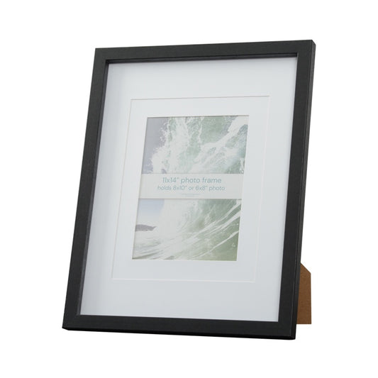 Escape 11x14 inch Black Picture Frame with 6 x8 or 8x10 Inch Opening