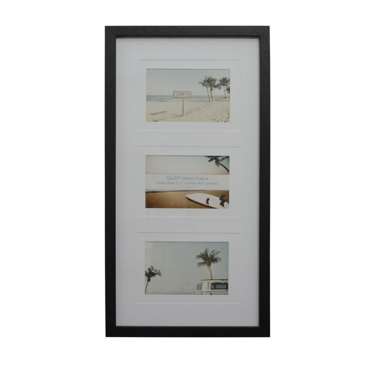 Escape 10x20 inch Black Picture Frame with 3(4x6) or 3(5x7) inch Openings