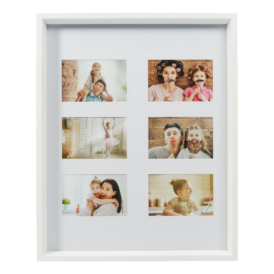 Zoey 16 x 20 white multi-photo frame with six 4 x 6 openings