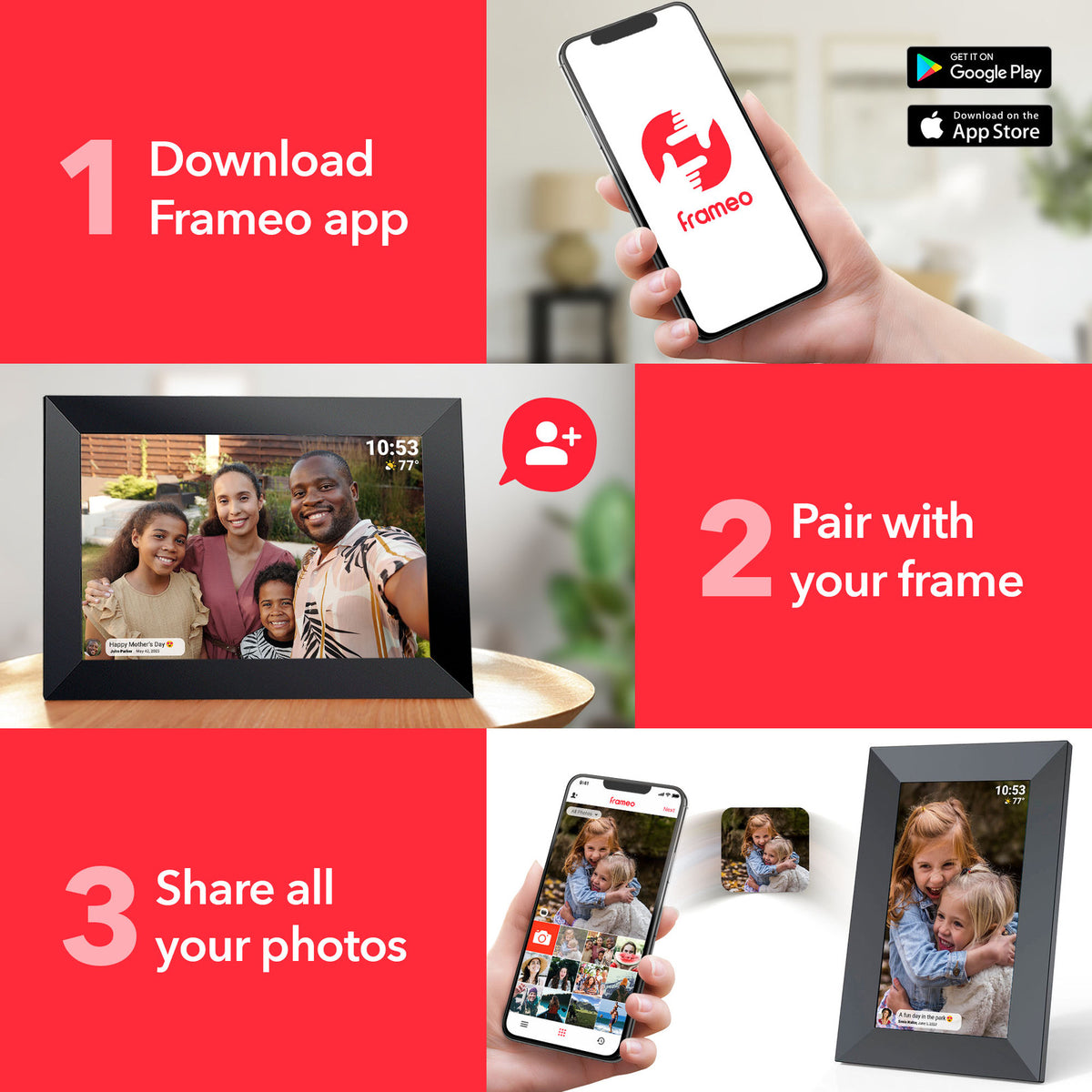 Firefly Frameo 10.1" Wifi Digital Photo Frame Black