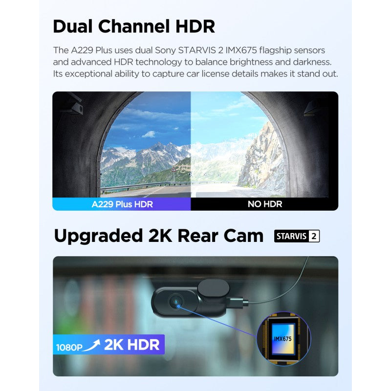 Viofo Dashcam A229 Plus 2 K Front + 2 K Rear 5 Ghz Wifi + Gps