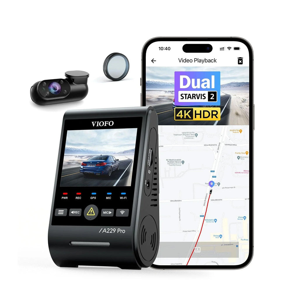 Viofo Dashcam A229 Pro 4 K Front + 2 K Internal 5 Ghz Wifi + Gps