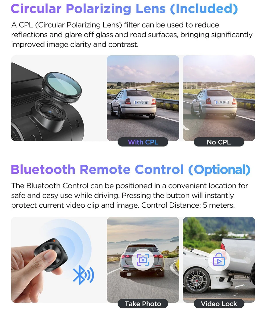 Viofo Dashcam A229 Pro 4 K Front + 2 K Internal 5 Ghz Wifi + Gps