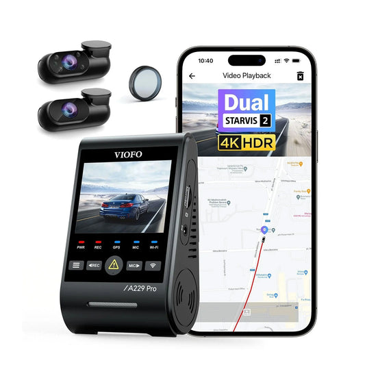 Viofo Dashcam A229 Pro 4 K Front + 2 K Internal + 2 K Rear 5 Ghz Wifi + Gps
