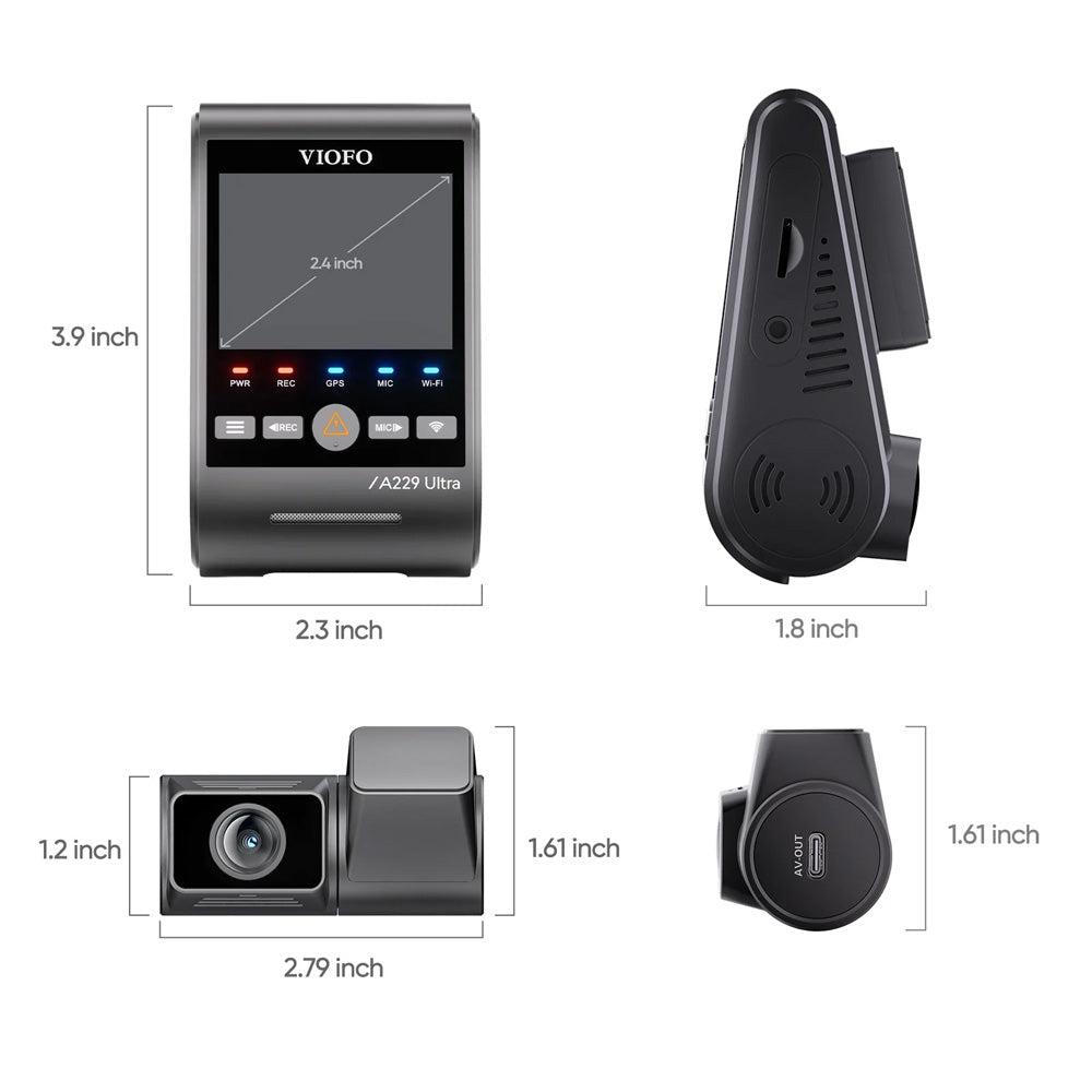 Viofo Dashcam A229 Ultra 4 K Front + 4 K Rear 5 Ghz Wifi + Gps