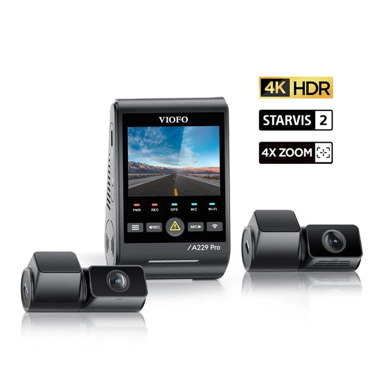 Viofo Dashcam A229 Pro 4 K Front + 2 K Rear + 2 K Telephoto 5 Ghz Wifi + Gps