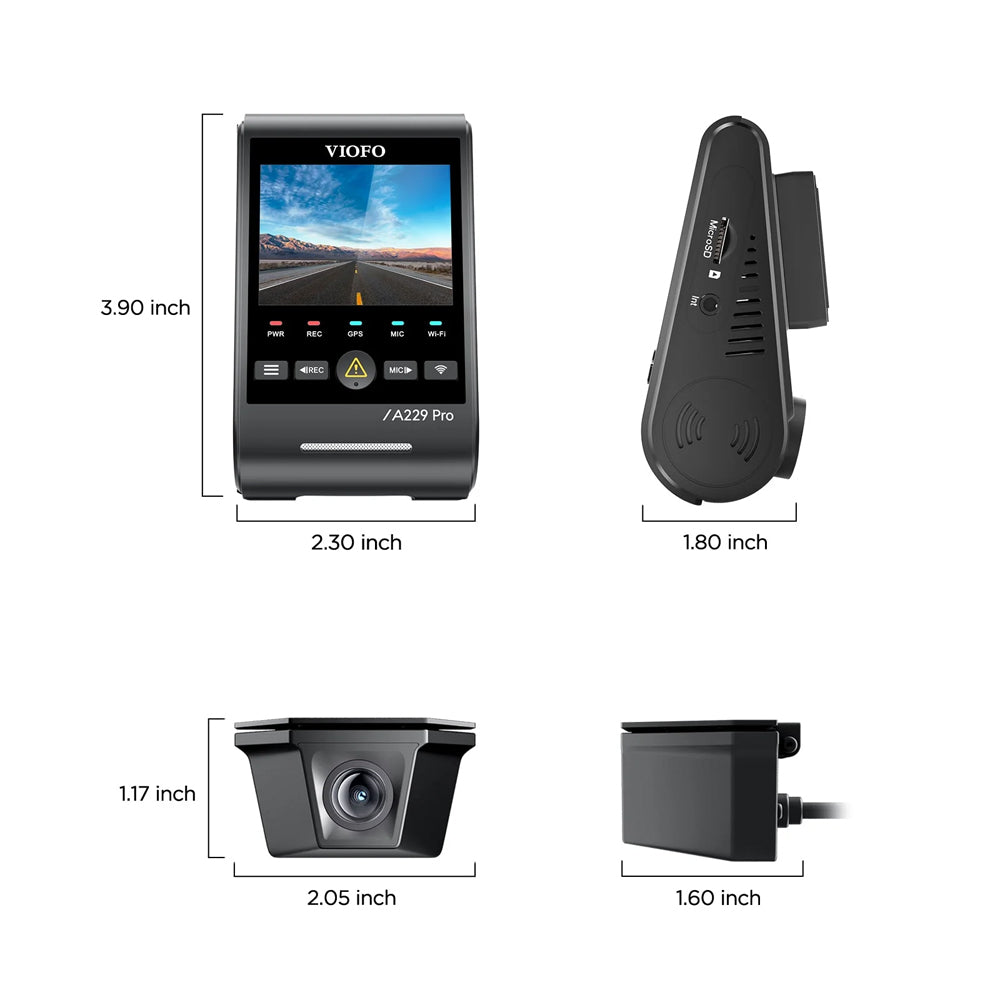Viofo Dashcam A229 Pro 4 K Front + 2 K Waterproof Rear 5 Ghz Wifi + Gps