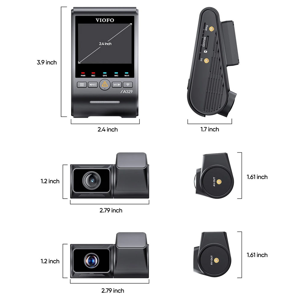 Viofo Dashcam A329 4 K Front + 2 K Rear + 2 K Telephoto Wifi 6 Gps