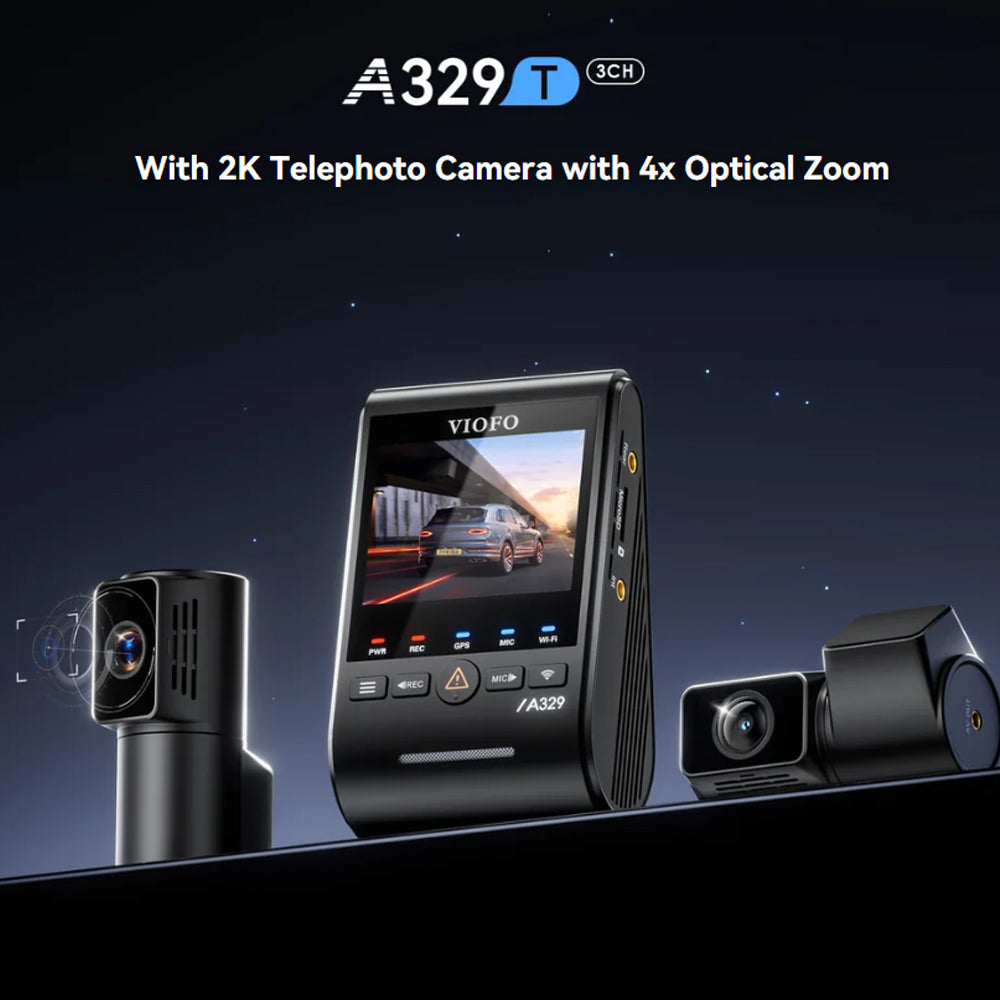 Viofo Dashcam A329 4 K Front + 2 K Rear + 2 K Telephoto Wifi 6 Gps
