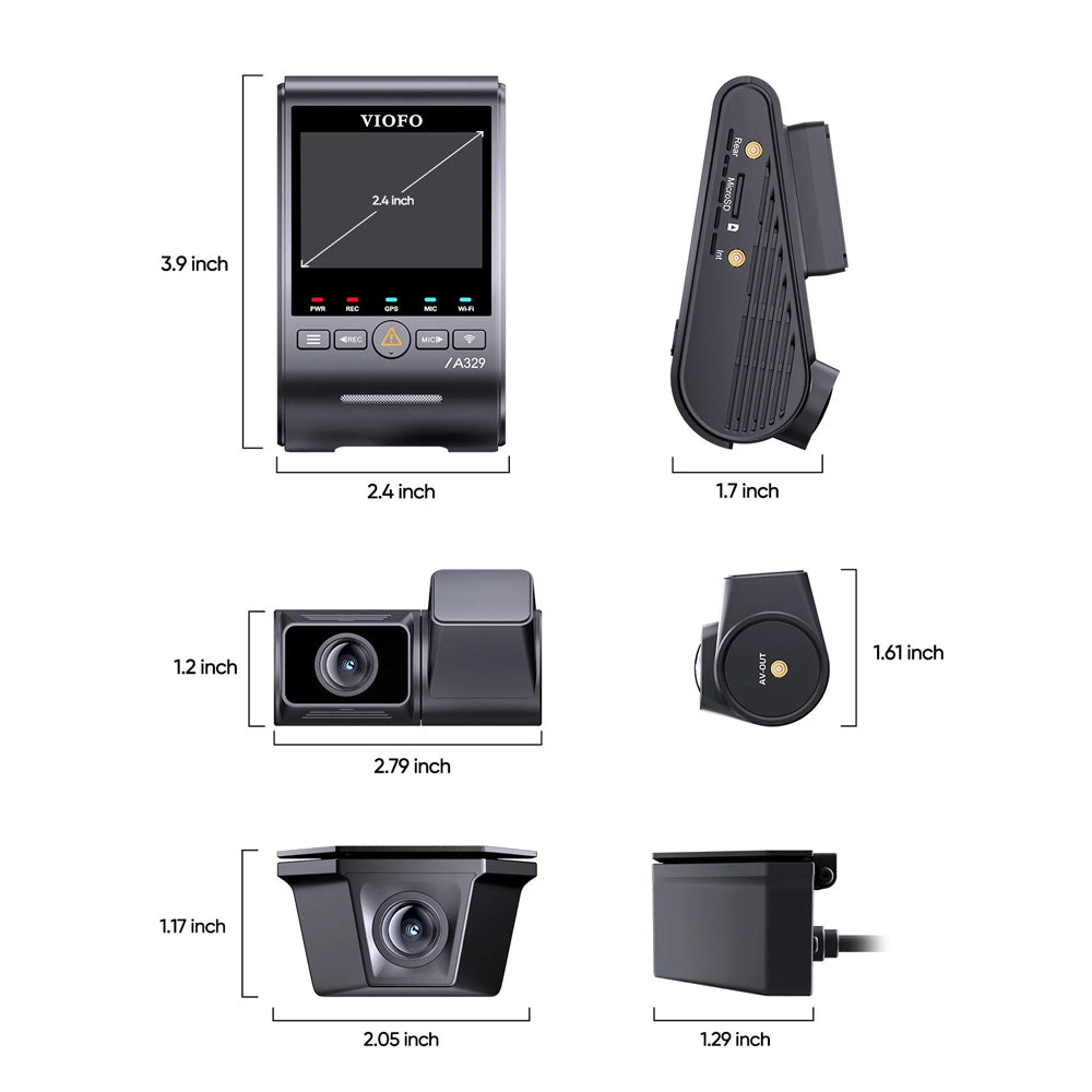 Viofo Dashcam A329 4 K Front + 2 K Telephoto + 2 K Waterproof Rear Wifi 6 Gps
