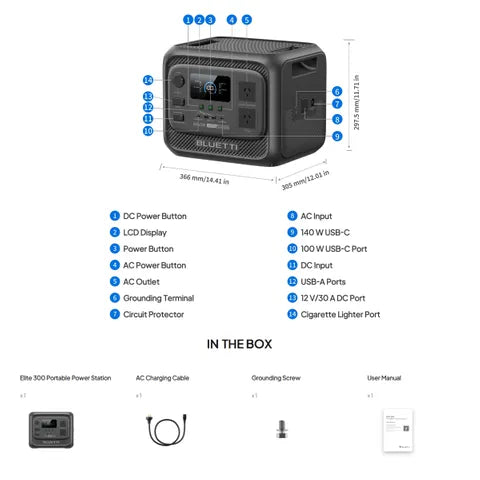 Bluetti Elite320 Portable Power Station | 1800 W 3200 Wh