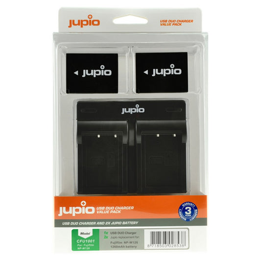 Jupio Battery Charger Kit 2 X Np W126 S 1260 Mah For Fuji Digital Cameras And Video