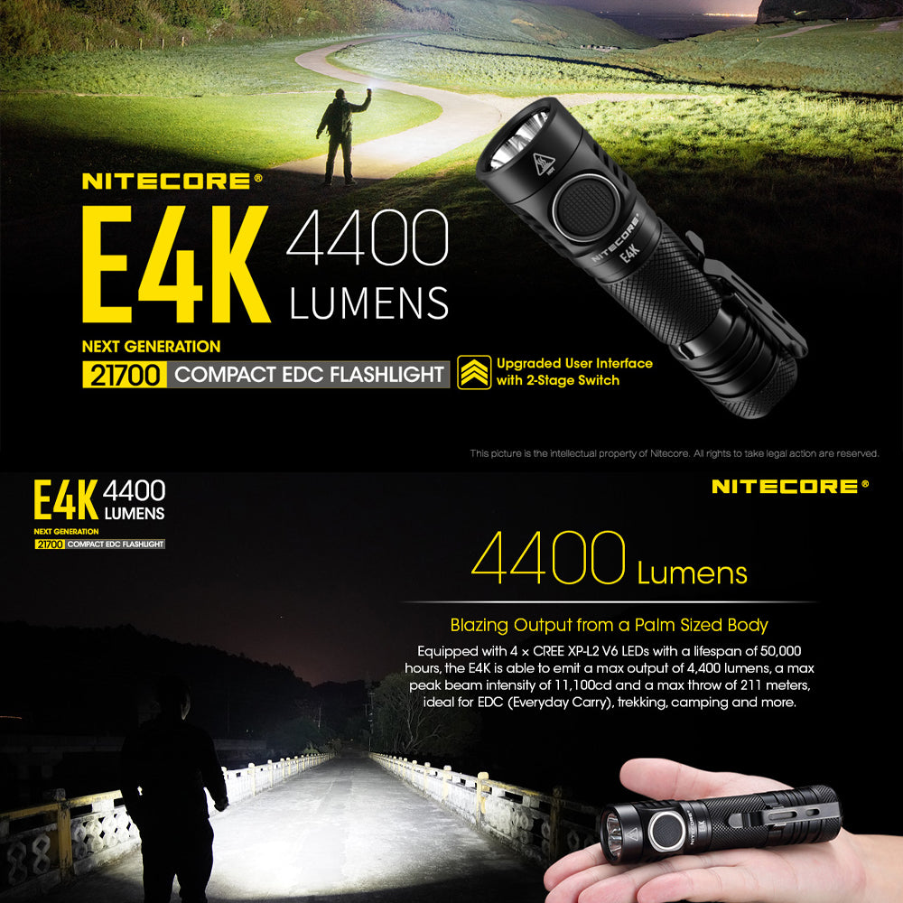 Nitecore E4 K 4400 Lumen Edc Torch