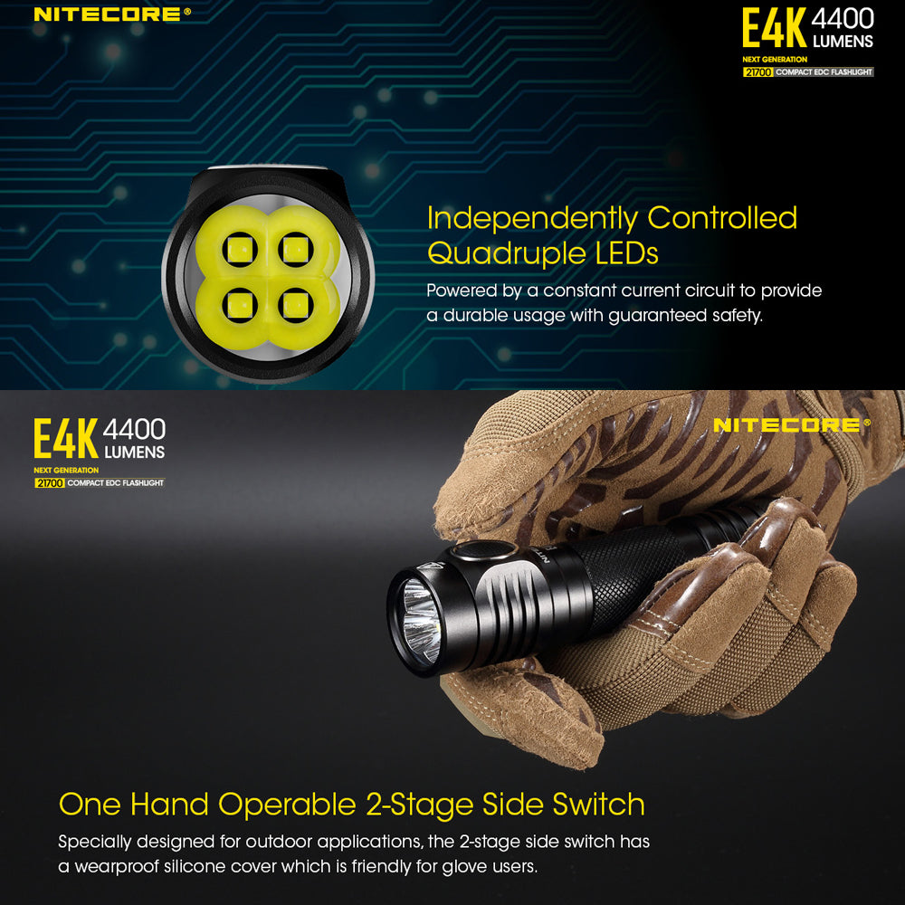 Nitecore E4 K 4400 Lumen Edc Torch