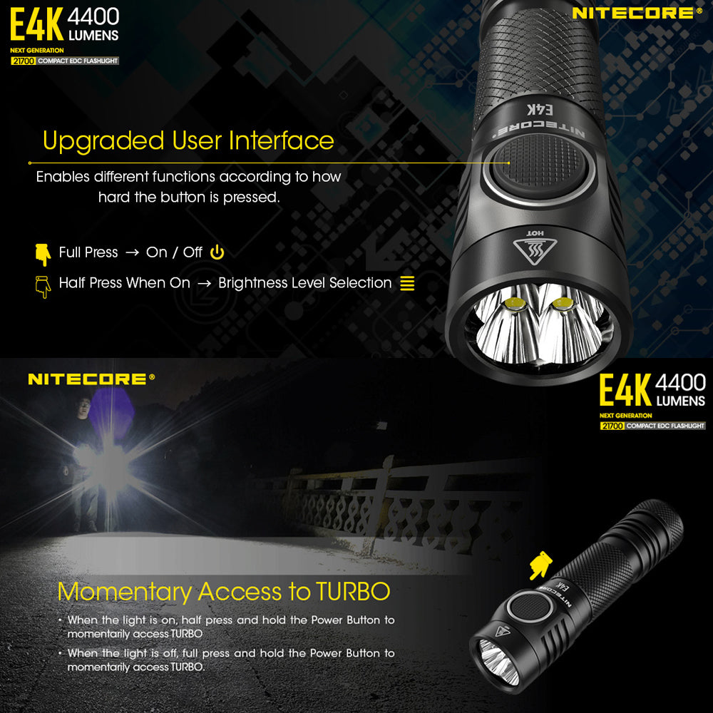 Nitecore E4 K 4400 Lumen Edc Torch