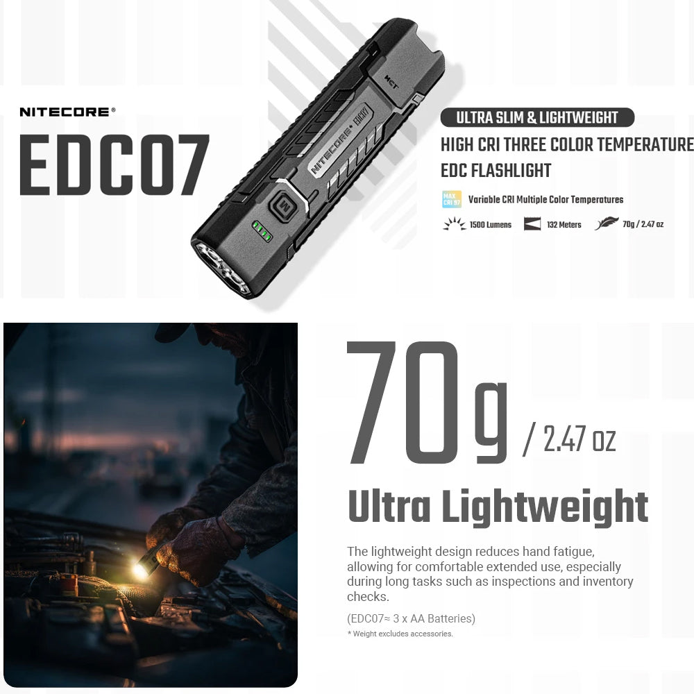 Nitecore Edc07 1500 Lumen Edc Torch Classic Black