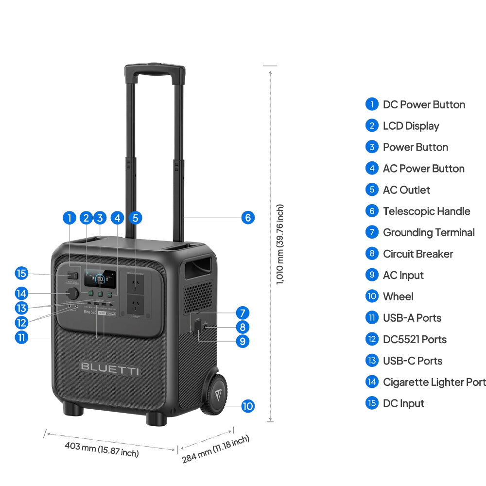 Bluetti Elite320 Portable Power Station | 1800 W 3200 Wh