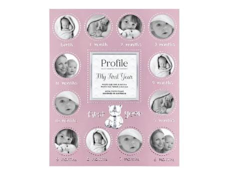 First Year Pink Metal Baby Frame