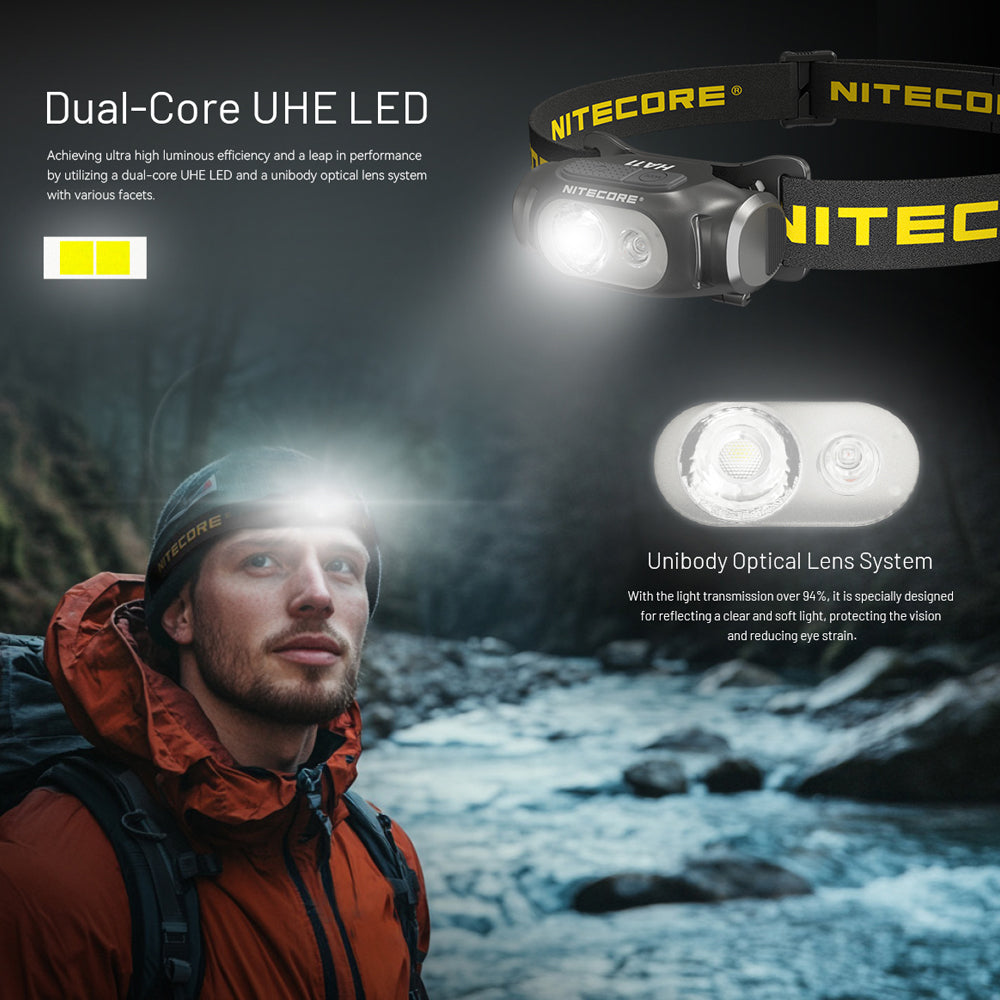 Nitecore Ha11 240 Lumen Ultra Lightweight Dual Beam Aa Headlamp Torch