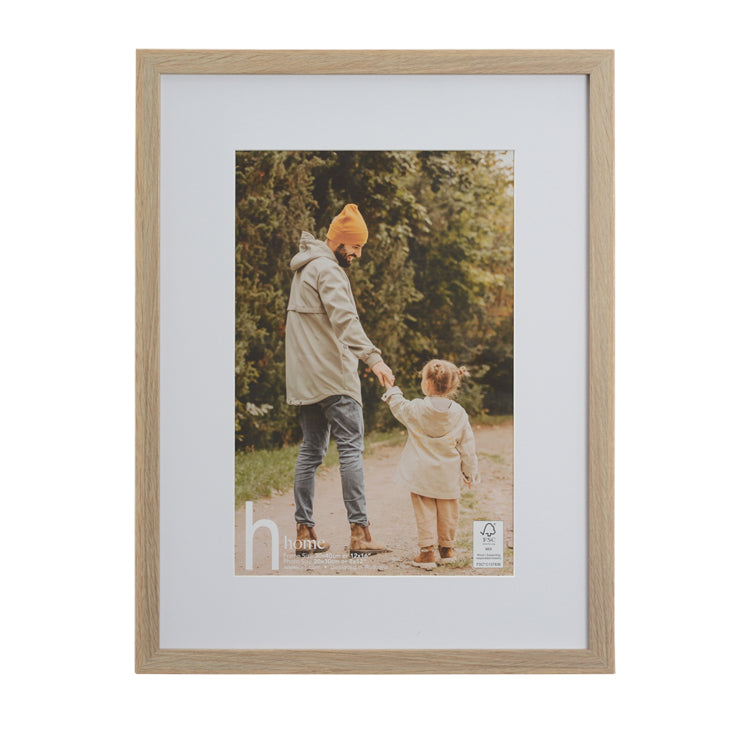 Home 12x16 with white matt 8x12 inch opening, Oak Picture frame