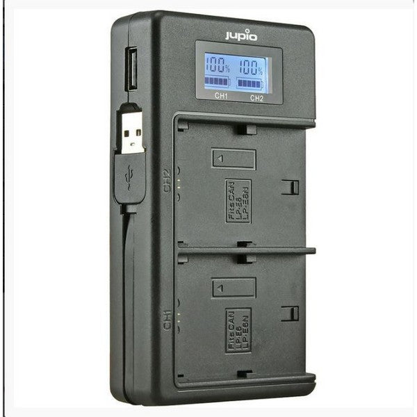 Jupio Usb Dedicated Duo Charger With Lcd For Canon Lp E6/Lp E6 N Batteries