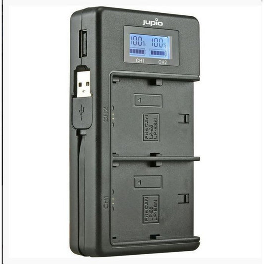 Jupio Usb Dedicated Duo Charger With Lcd For Canon Lp E6/Lp E6 N Batteries