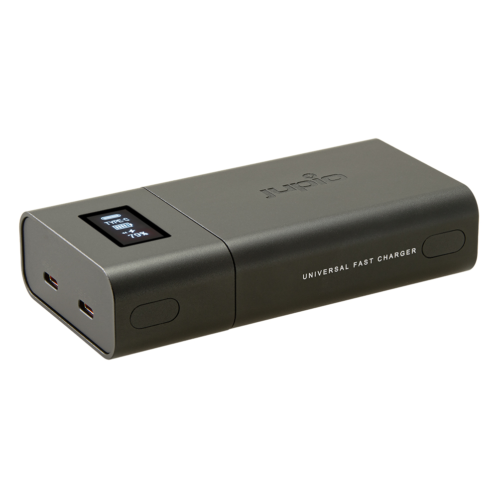 Jupio Universal Usb C Fast Charger With Oled Display & Usb C Input/Output