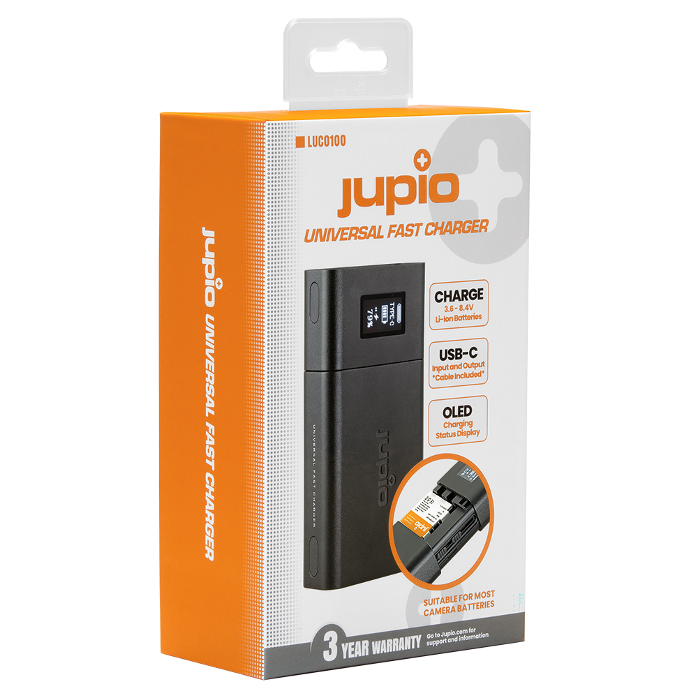 Jupio Universal Usb C Fast Charger With Oled Display & Usb C Input/Output