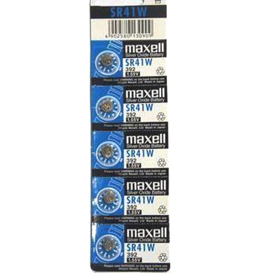 Maxell Silver Oxide Sr41 W (392) Battery Button Cell 5 Pack
