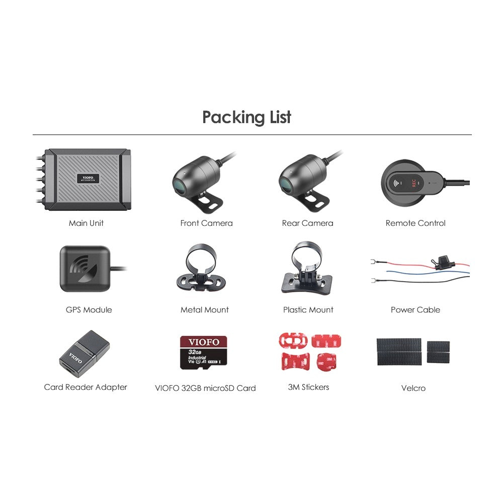 Viofo 1080 P Motorcycle Dashcam Dual Channel F/R Wifi + Gps