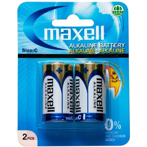 Maxell Alkaline Battery C Size 2 Pack Blister