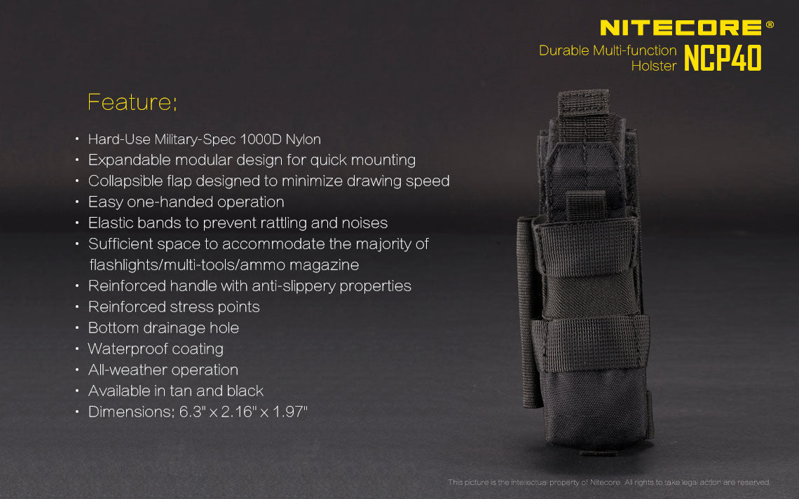 Nitecore Holster For Tactical Torch Mh27 / Mh27 Uv
